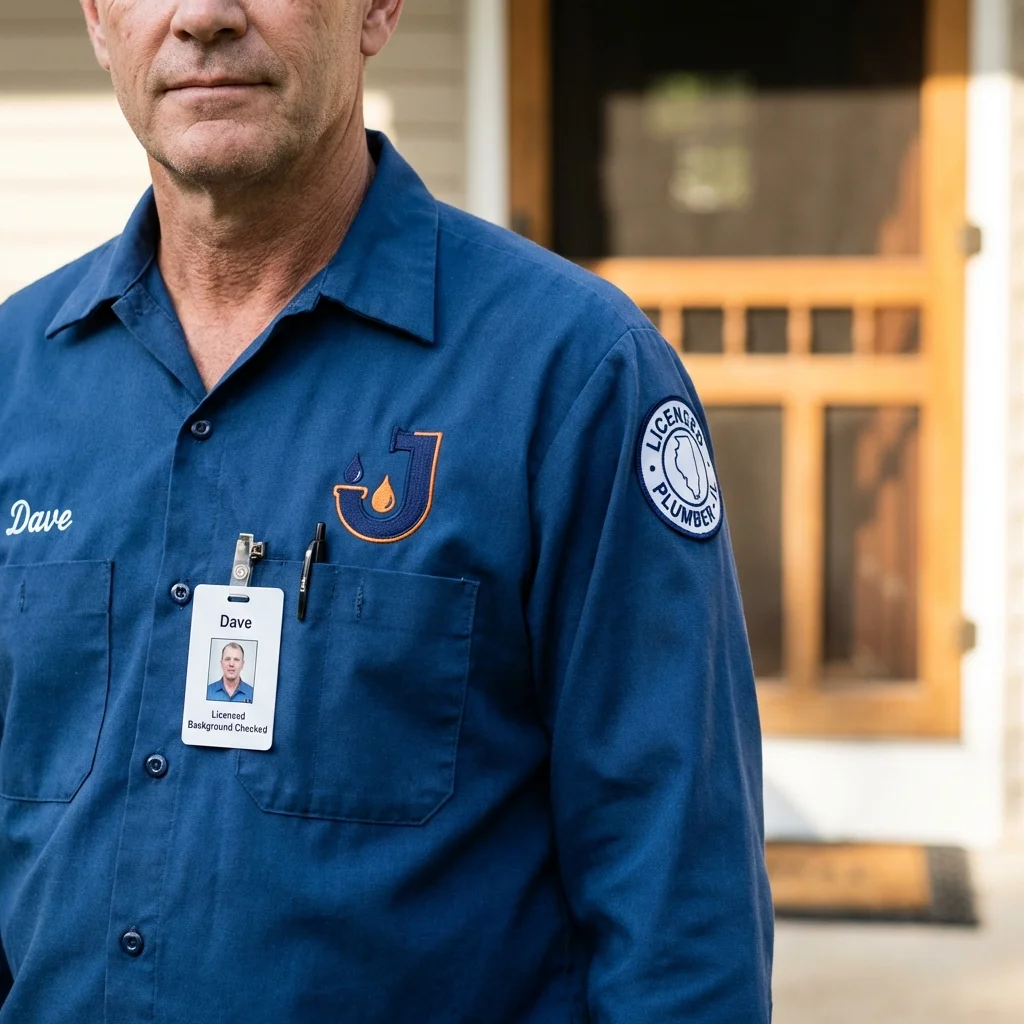 Licensed plumber showing ID badge in Church Rock, NM