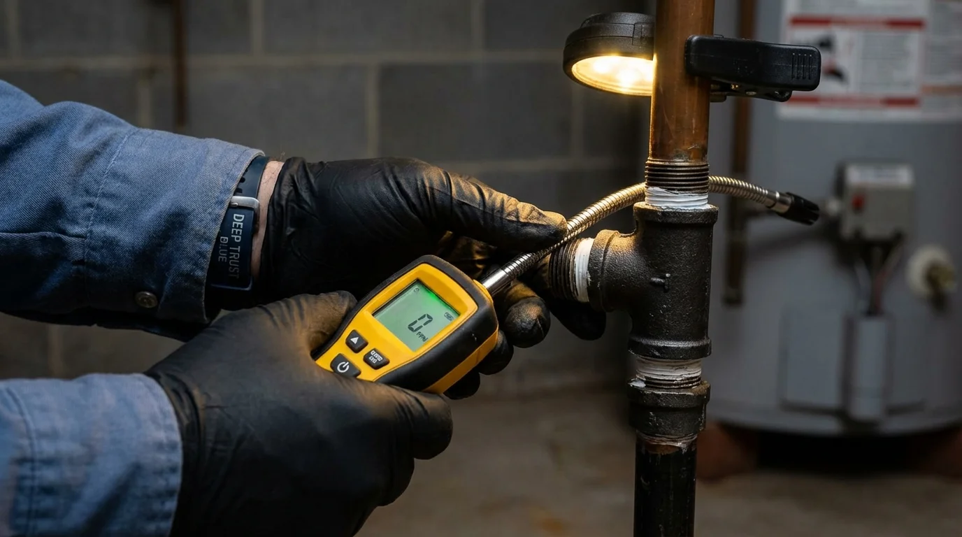 Gas leak detection with electronic sniffer by Johns Plumbing LLC in Church Rock